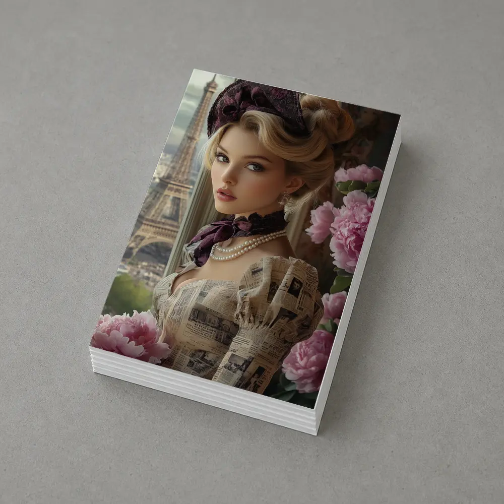 Victorian Woman Peonies Eiffel Tower Paris – Postcards