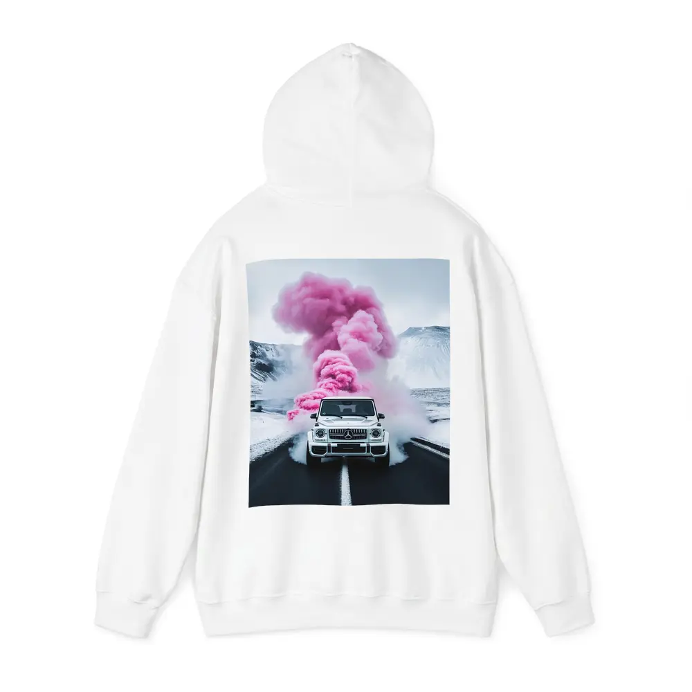 Mercedes G Wagen Pink Smoke Winter Road – Hoodies