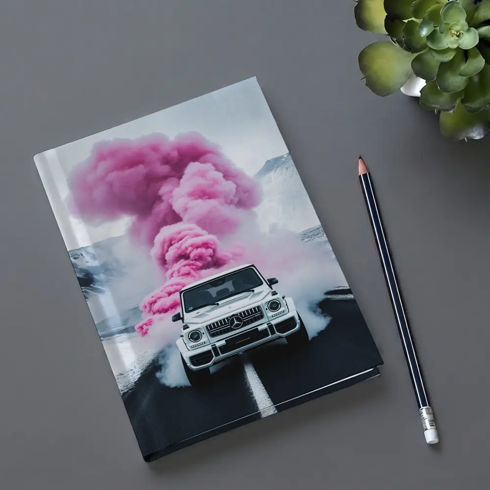 Mercedes G Wagen Pink Smoke Winter Road – Notebooks