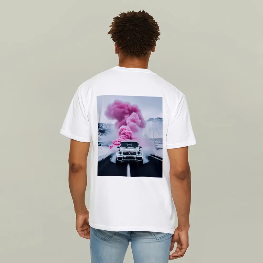Mercedes G Wagen Pink Smoke Winter Road – T-Shirts
