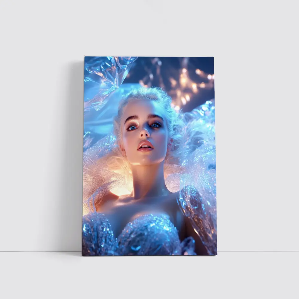 Ice Queen Woman Blue Fantasy Portrait Art – Wall Art