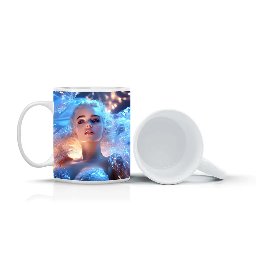 Ice Queen Woman Blue Fantasy Portrait Art – Mugs