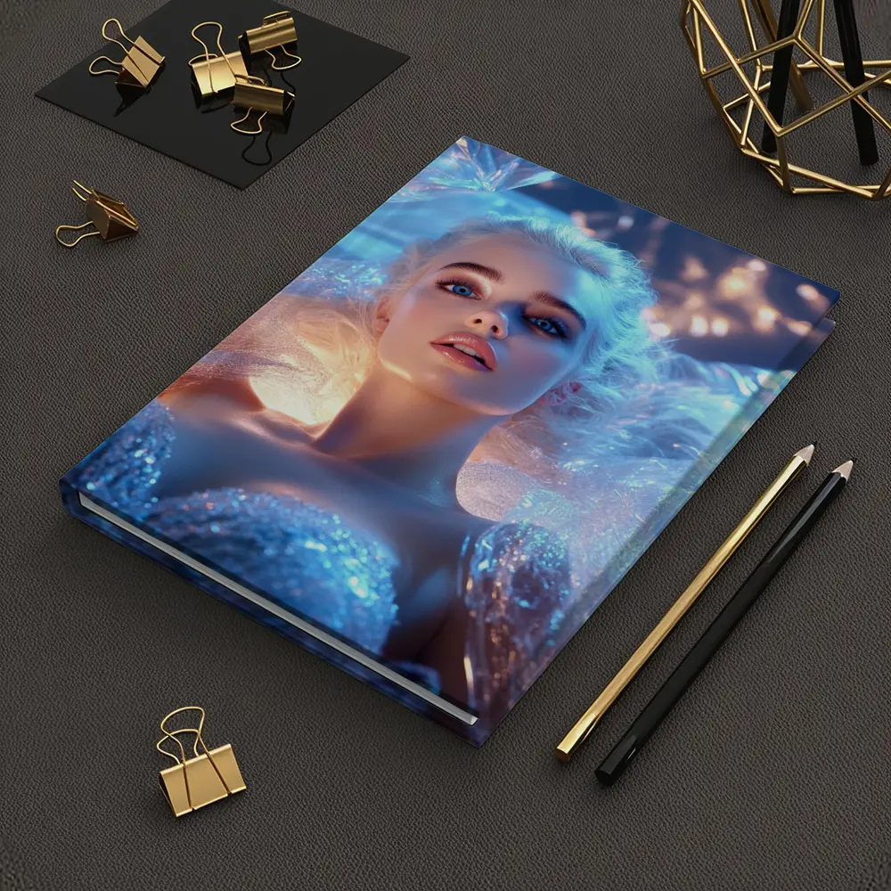 Ice Queen Woman Blue Fantasy Portrait Art – Notebooks