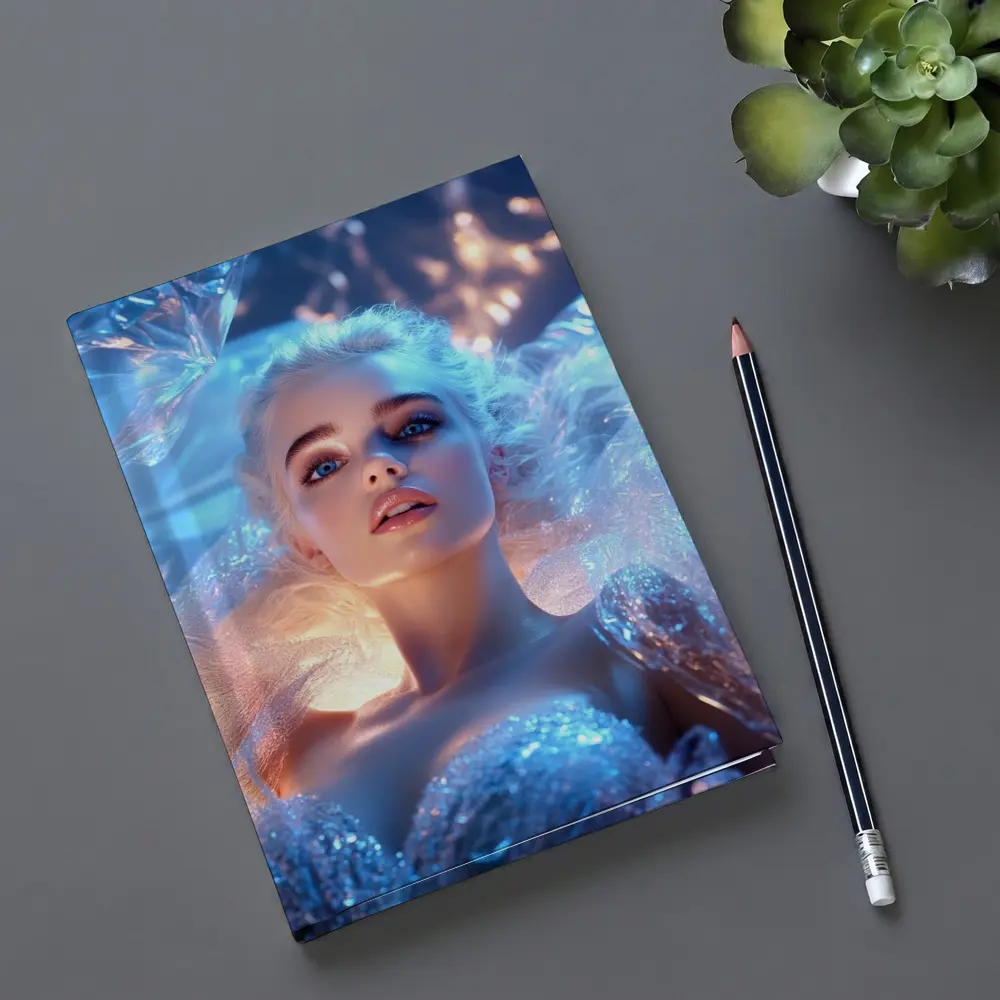 Ice Queen Woman Blue Fantasy Portrait Art – Notebooks