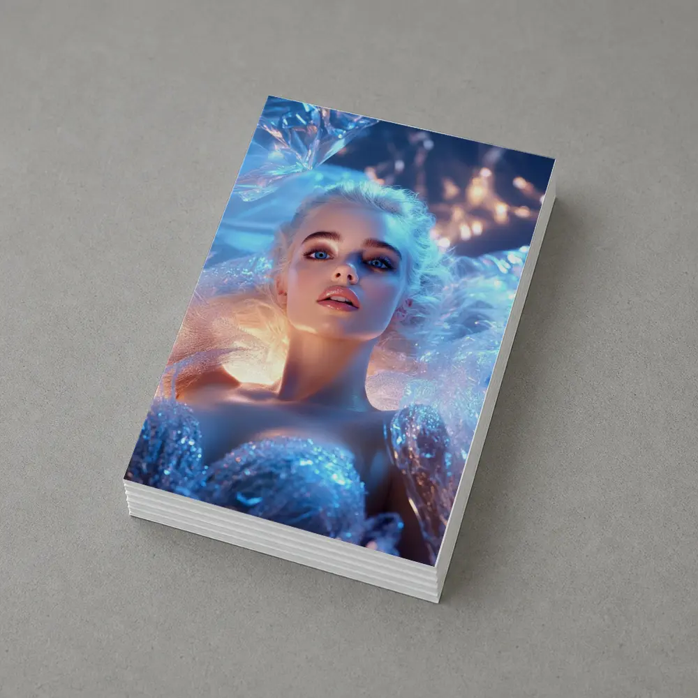 Ice Queen Woman Blue Fantasy Portrait Art – Postcards