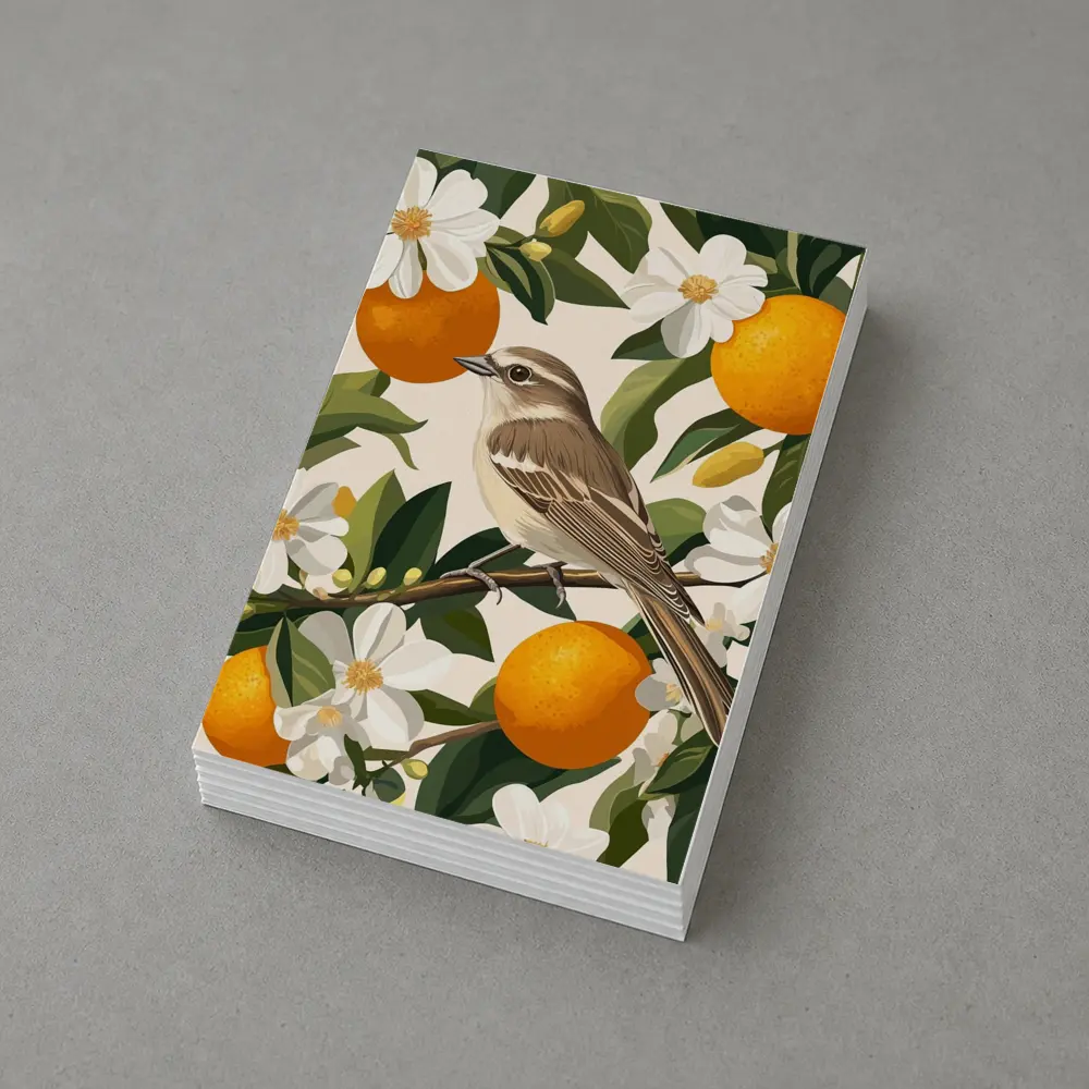 Sparrow Bird Perched On Orange Blossom Branch – Postcards