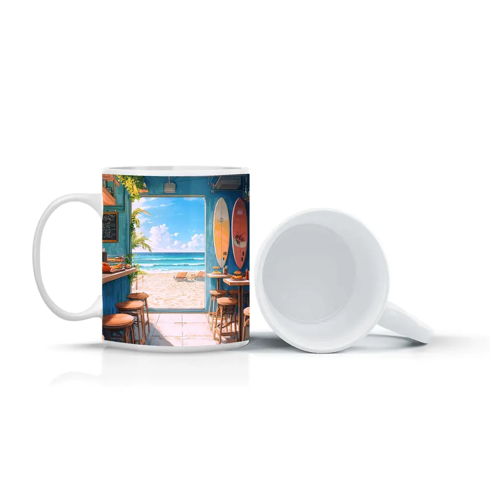 Anime Beach Cafe Interior Ocean View – Mugs