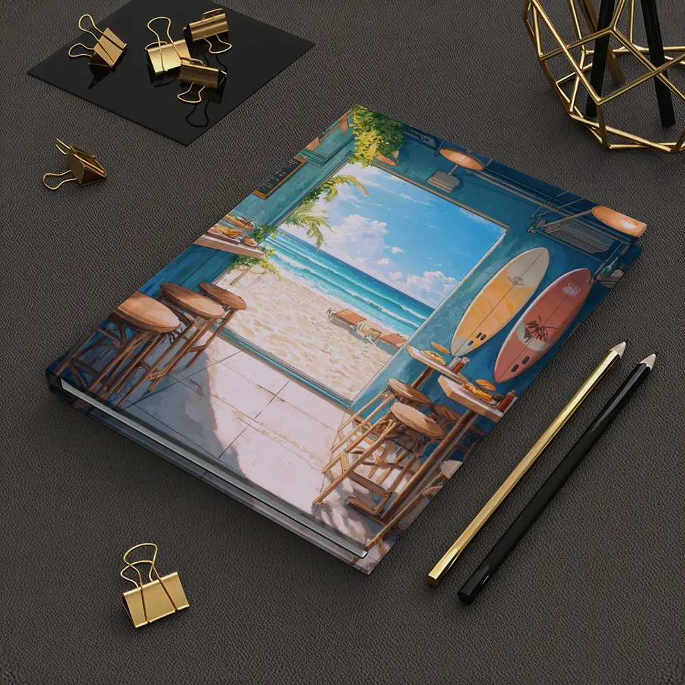Anime Beach Cafe Interior Ocean View – Notebooks