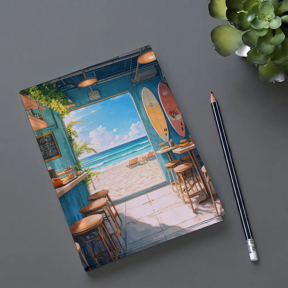 Anime Beach Cafe Interior Ocean View – Notebooks