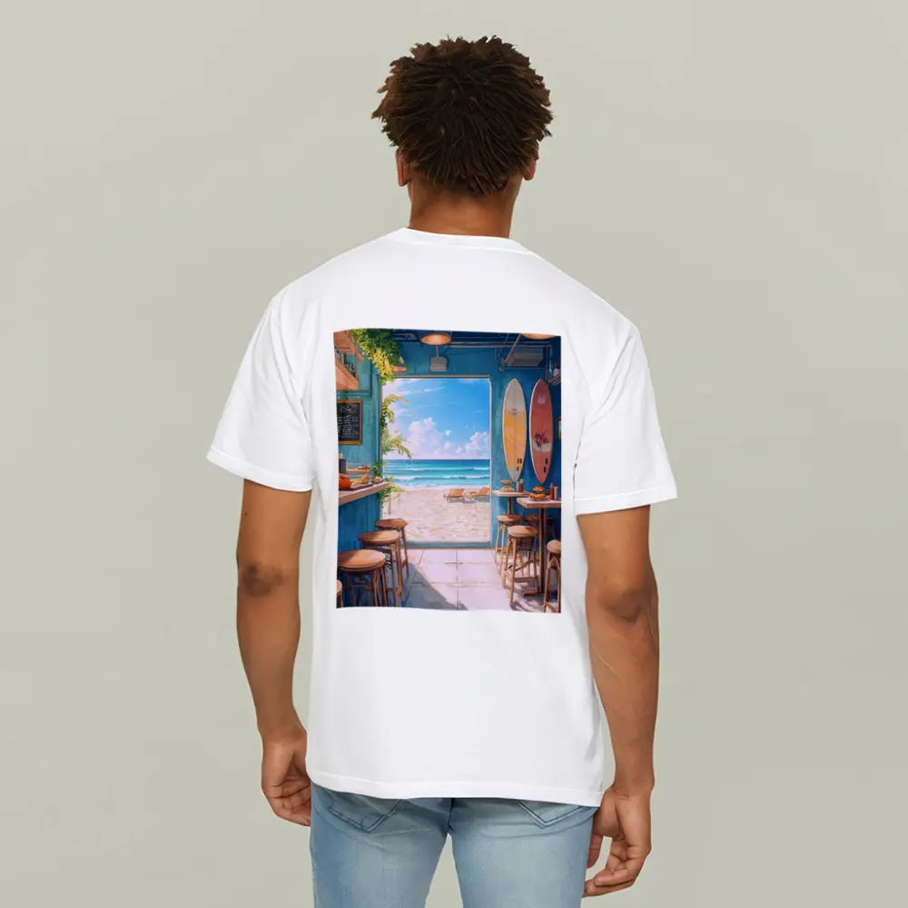 Anime Beach Cafe Interior Ocean View – T-Shirts