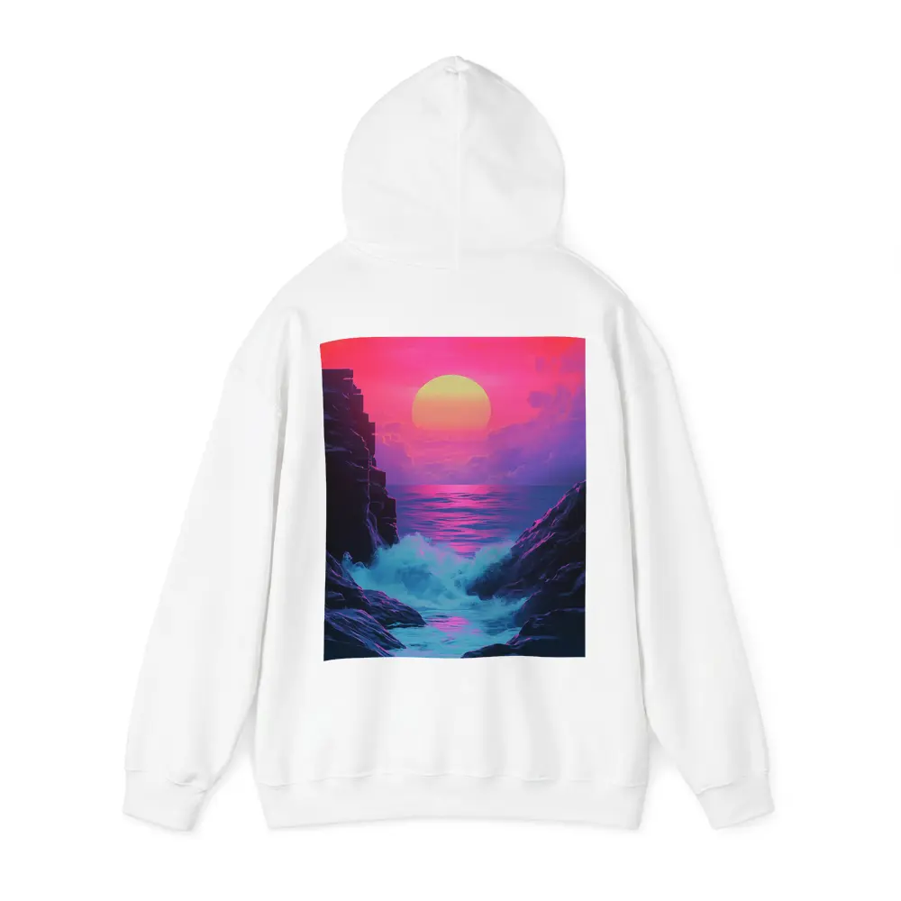 Retro Synthwave Sunset Ocean Rocky Coast – Hoodies