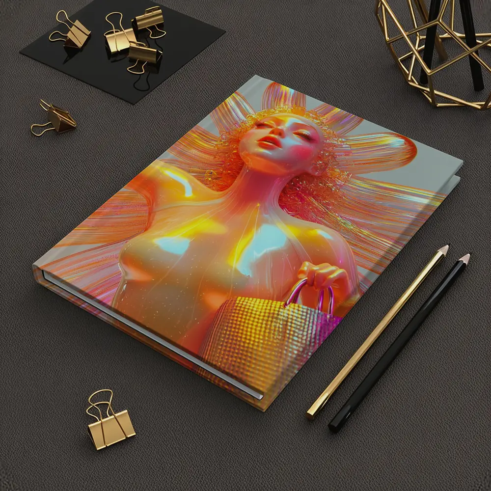 Iridescent Fantasy Woman Flower Holographic Art – Notebooks