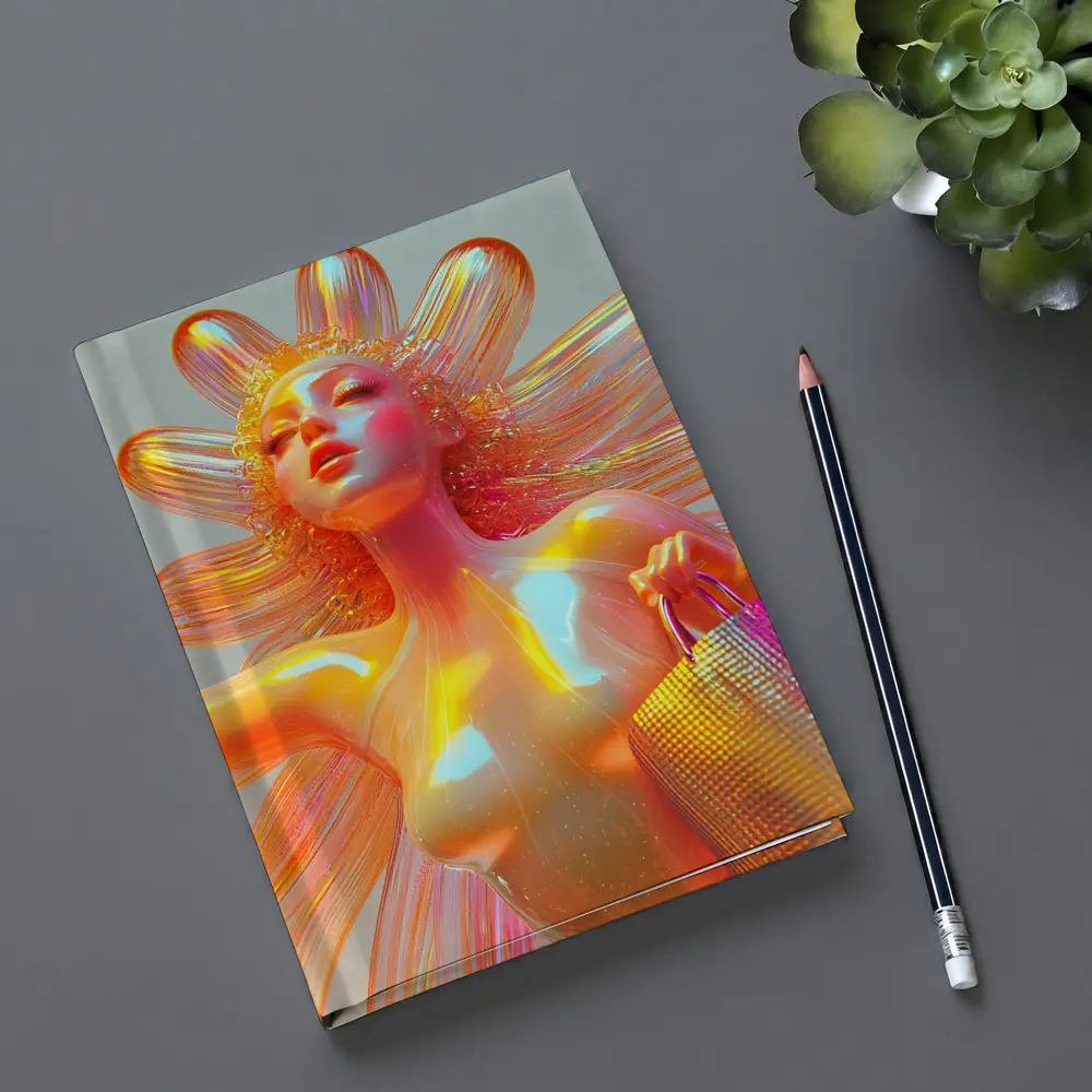 Iridescent Fantasy Woman Flower Holographic Art – Notebooks