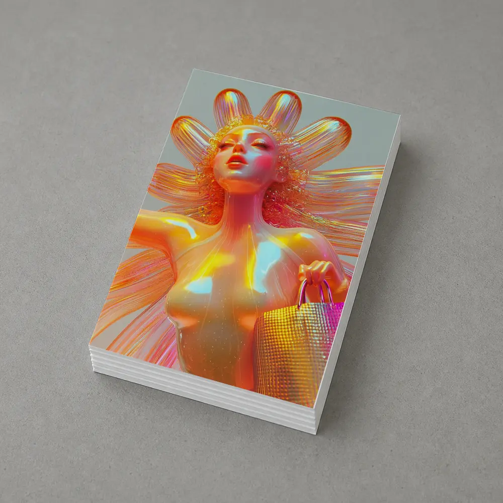 Iridescent Fantasy Woman Flower Holographic Art – Postcards