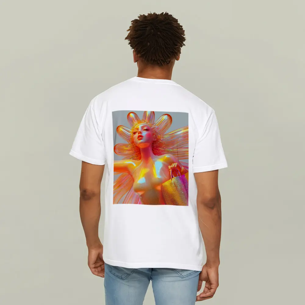 Iridescent Fantasy Woman Flower Holographic Art – T-Shirts