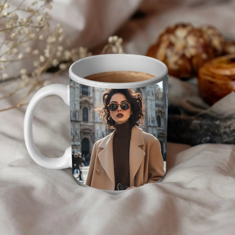 Stylish Woman Milan Cathedral Square Fashion – Mugs
