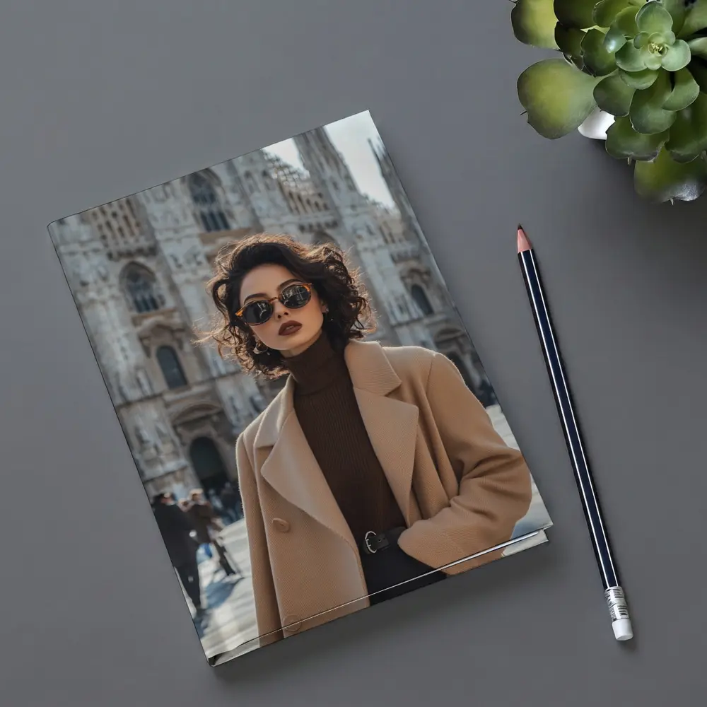 Stylish Woman Milan Cathedral Square Fashion – Notebooks