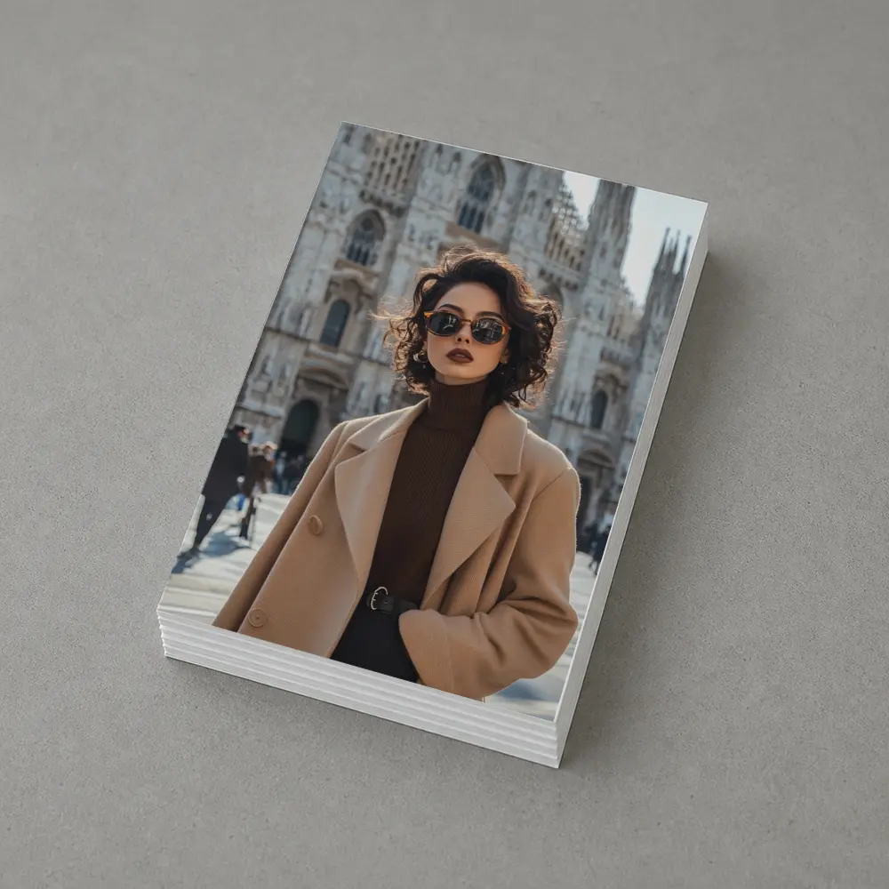 Stylish Woman Milan Cathedral Square Fashion – Postcards
