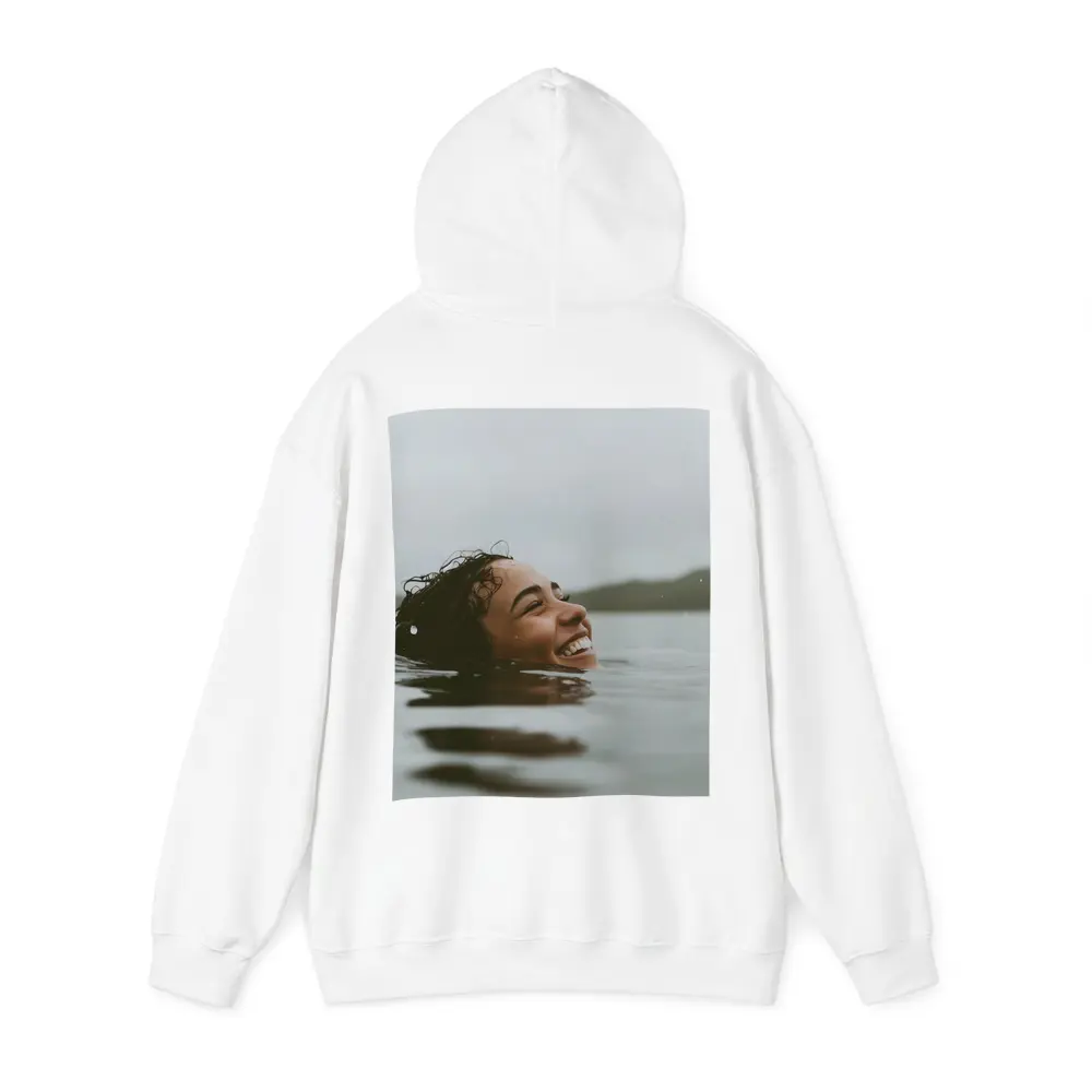 Smiling Woman Swimming In Misty Lake – Hoodies