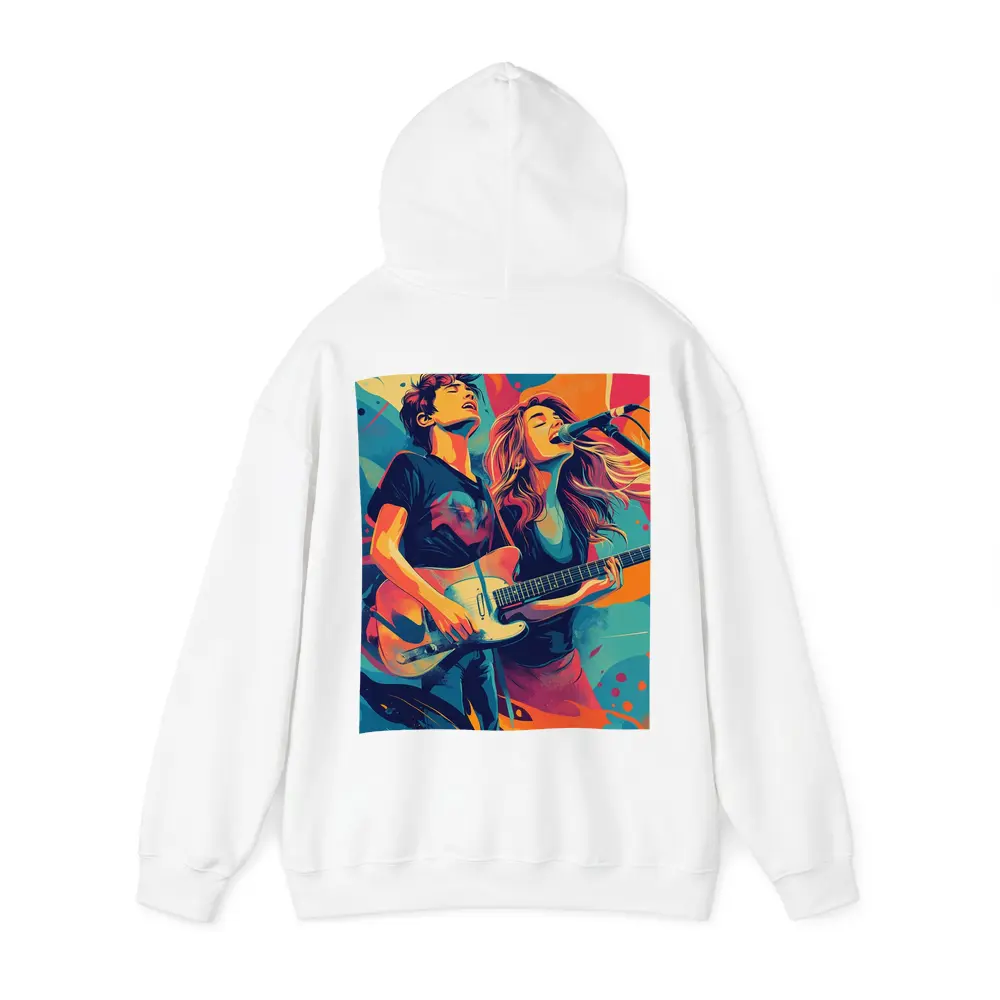 Rock Band Duo Guitar Singer Colorful Art – Hoodies