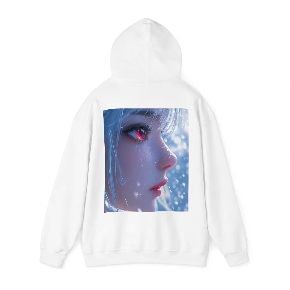 Anime Girl Red Eyes White Hair Snow – Hoodies
