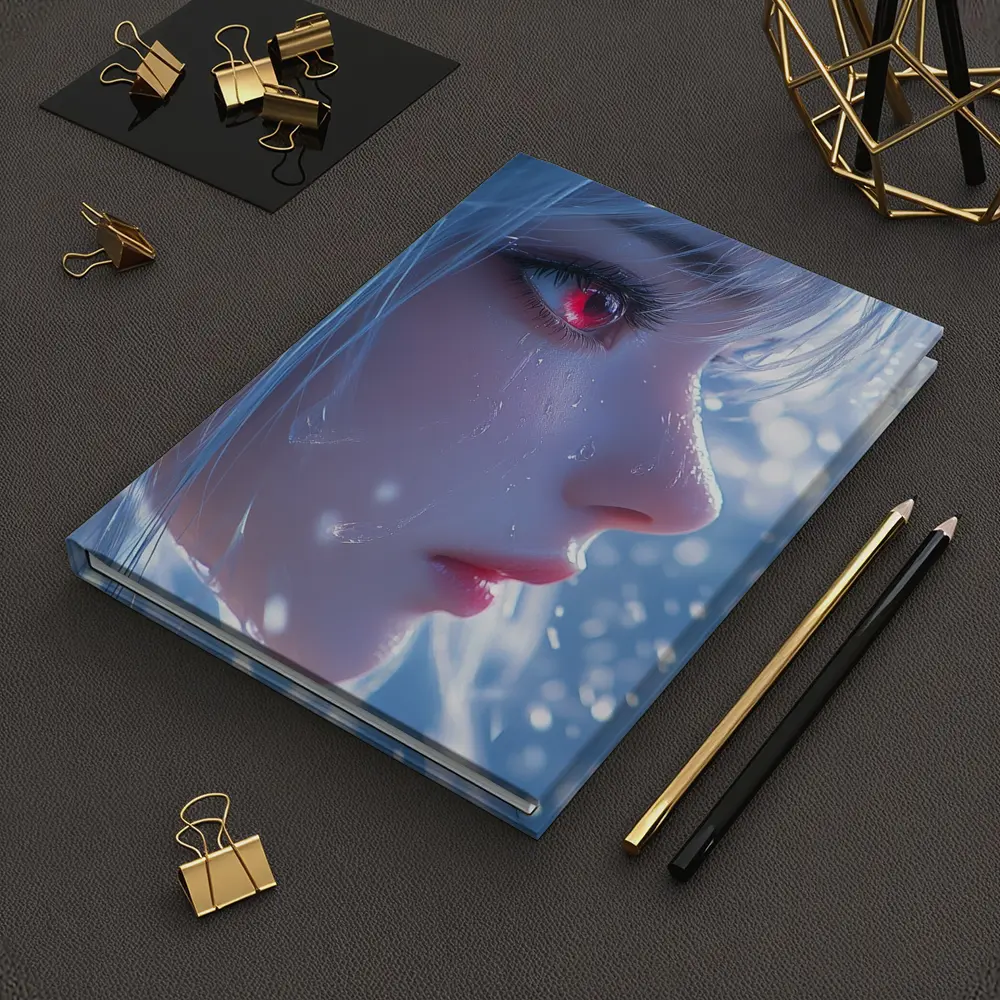 Anime Girl Red Eyes White Hair Snow – Notebooks
