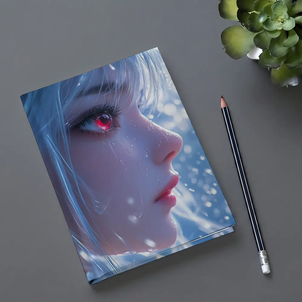 Anime Girl Red Eyes White Hair Snow – Notebooks