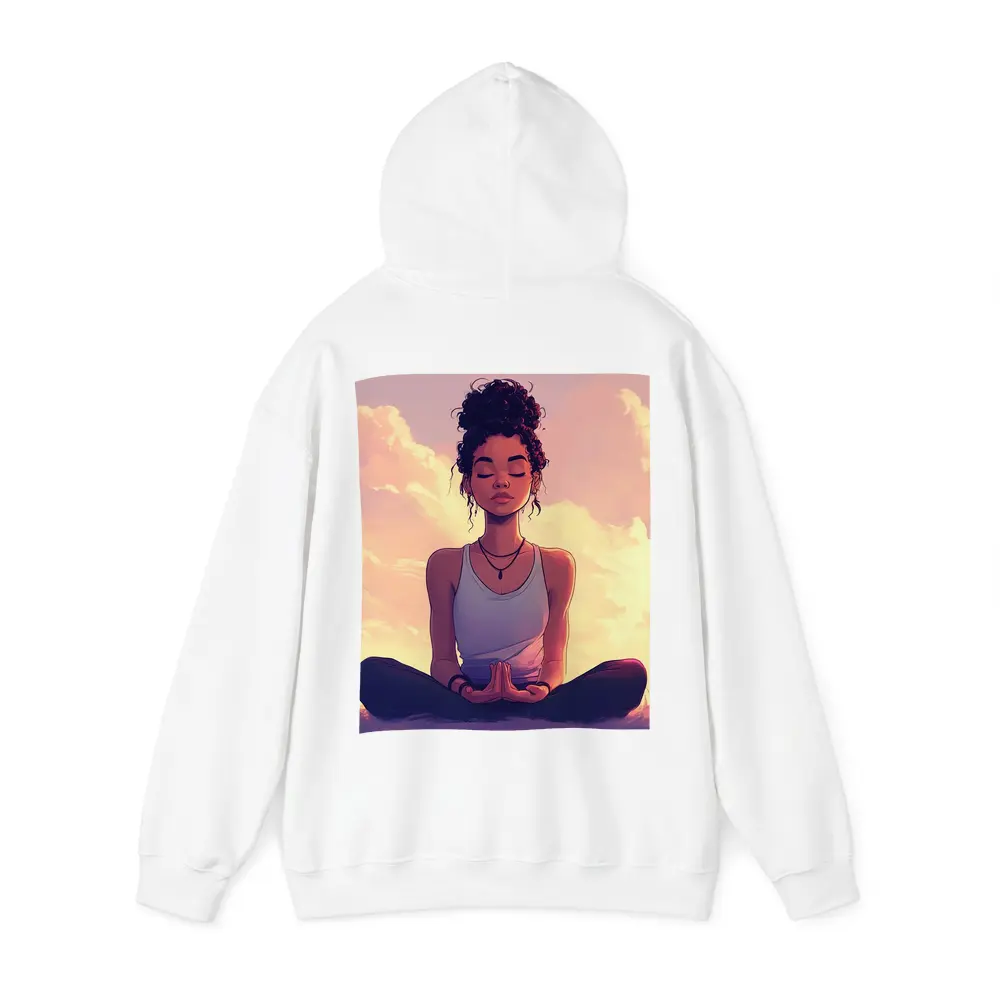 Meditating Woman Lotus Pose Sunset Sky – Hoodies