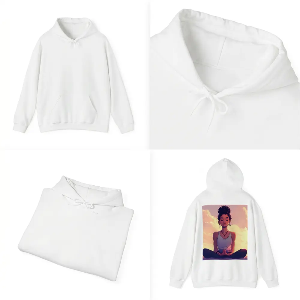 Meditating Woman Lotus Pose Sunset Sky – Hoodies