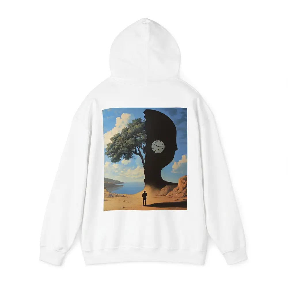 Surreal Human Silhouette Clock Tree Desert – Hoodies