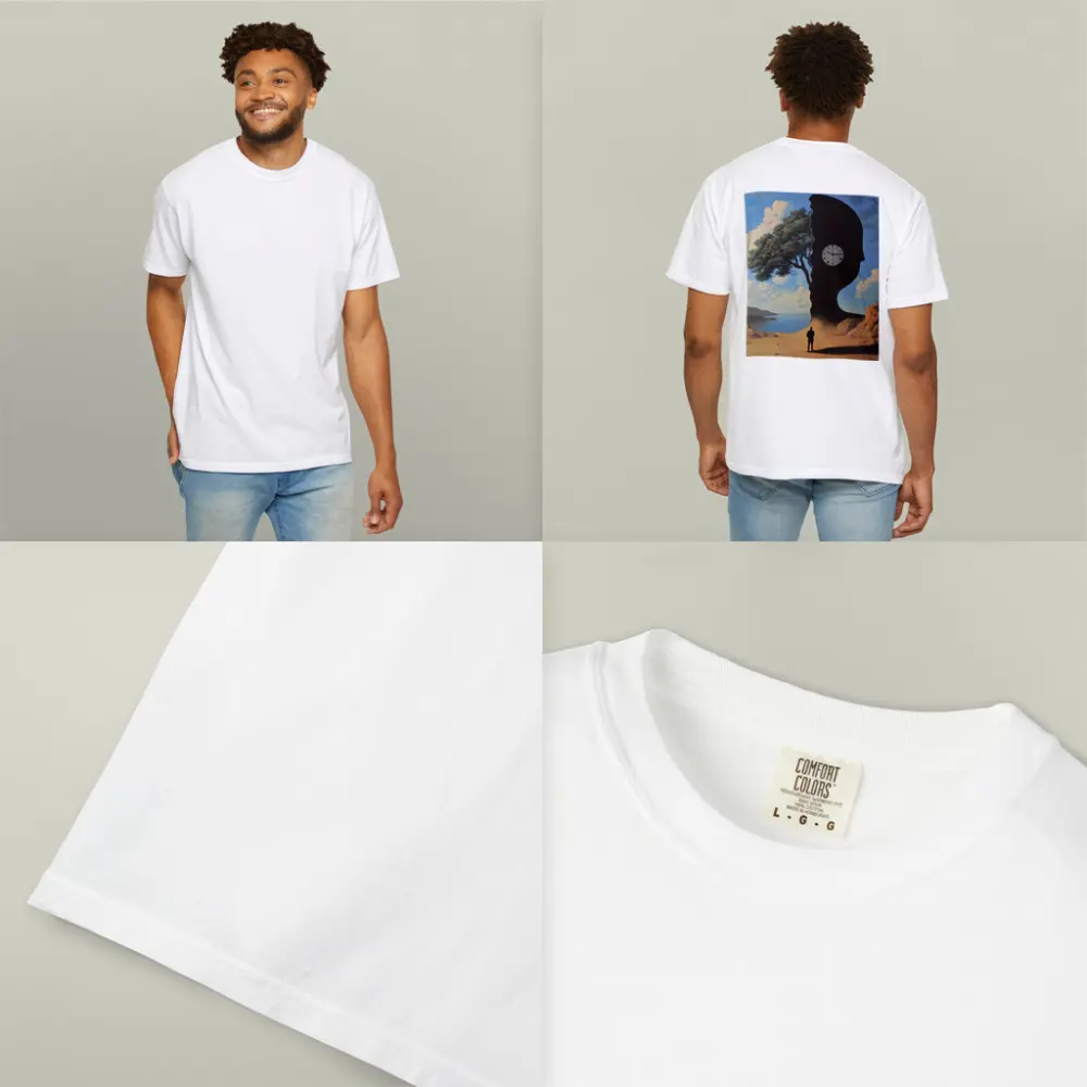 Surreal Human Silhouette Clock Tree Desert – T-Shirts