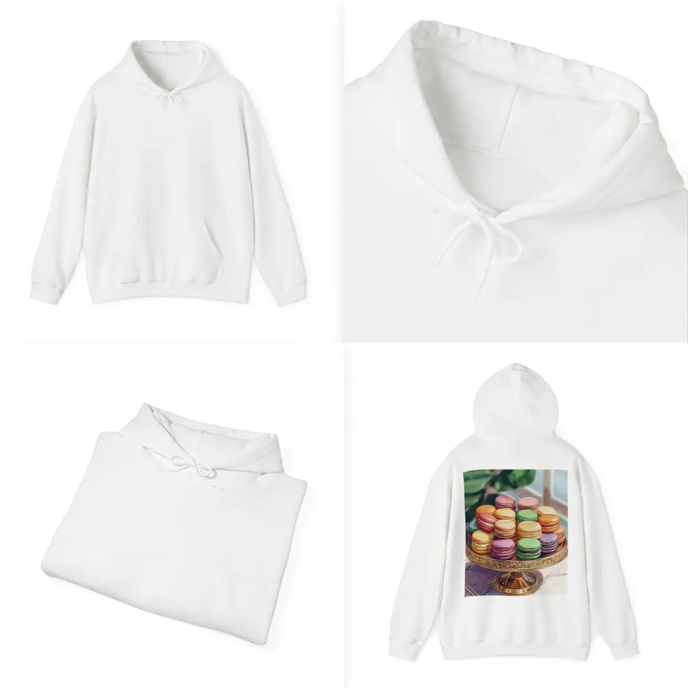 Colorful Macarons on Gold Cake Stand – Hoodies