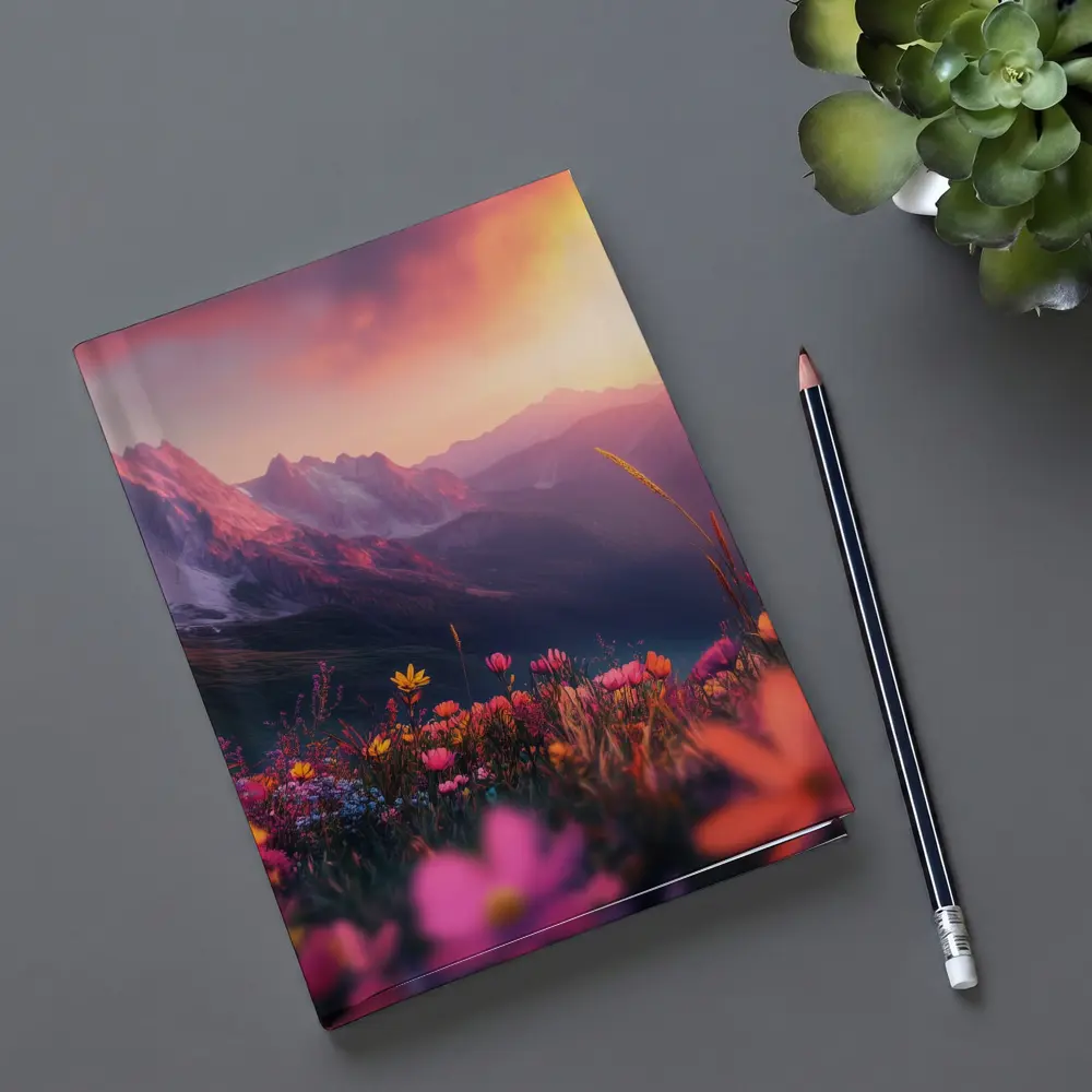 Alpine Wildflowers Meadow Mountain Sunset Glow – Notebooks