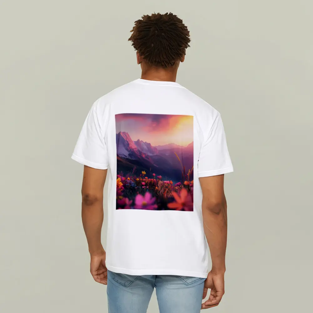 Alpine Wildflowers Meadow Mountain Sunset Glow – T-Shirts