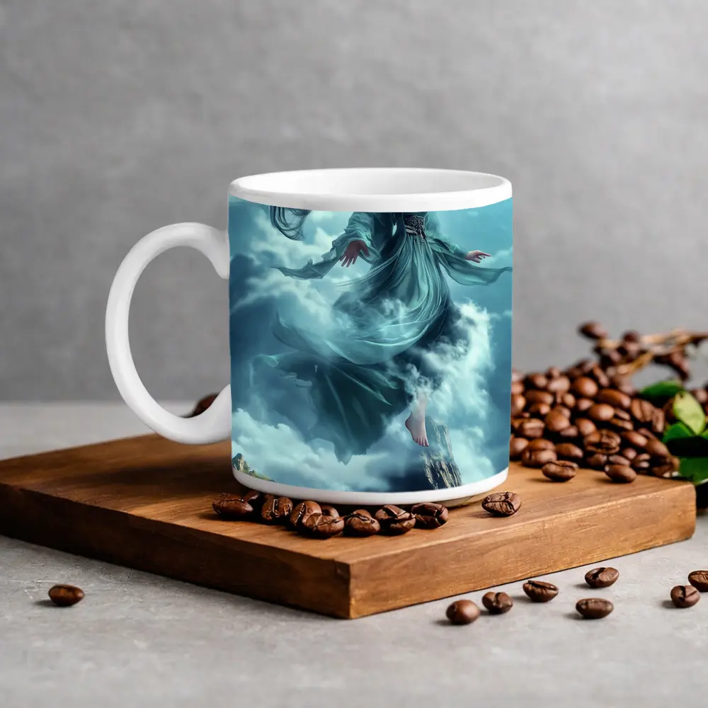 Chinese Goddess Flying Above Mountain Clouds – Mugs