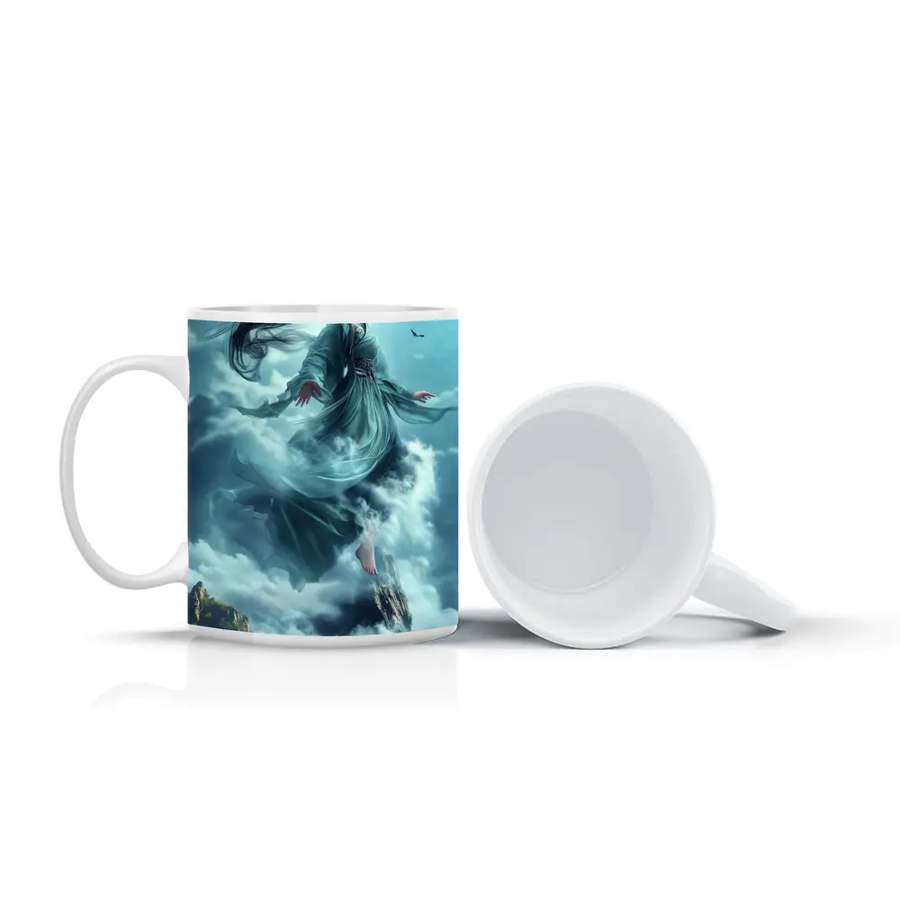 Chinese Goddess Flying Above Mountain Clouds – Mugs