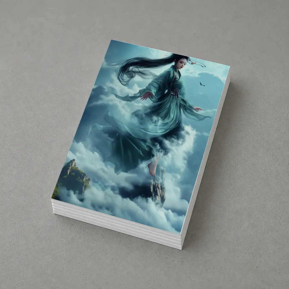 Chinese Goddess Flying Above Mountain Clouds – Postcards