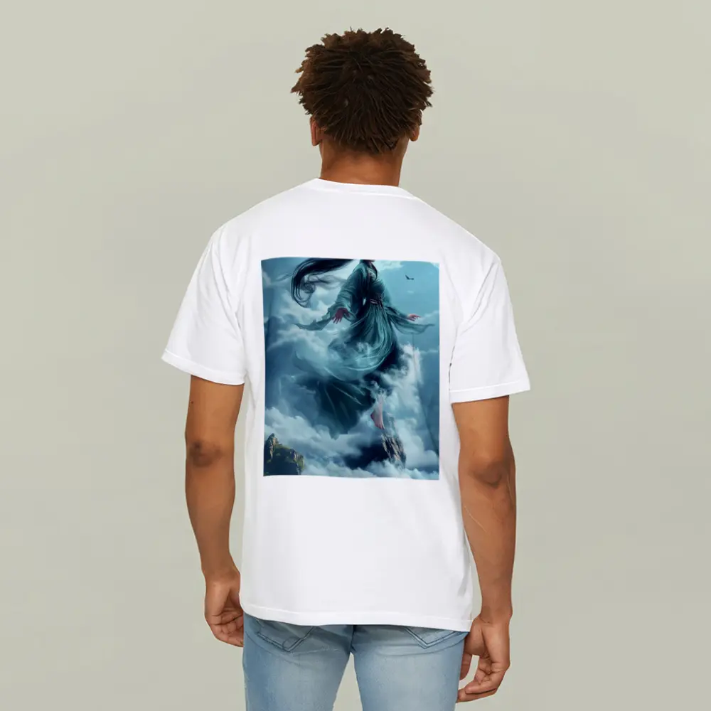 Chinese Goddess Flying Above Mountain Clouds – T-Shirts