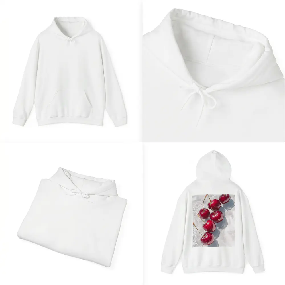 Red Cherries Floating On White Water – Hoodies