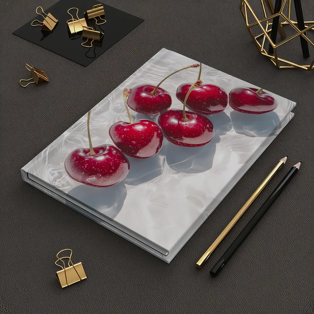 Red Cherries Floating On White Water – Notebooks