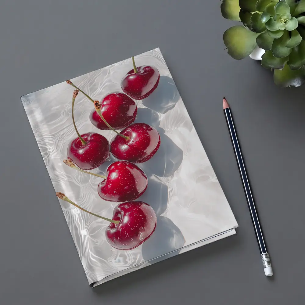 Red Cherries Floating On White Water – Notebooks