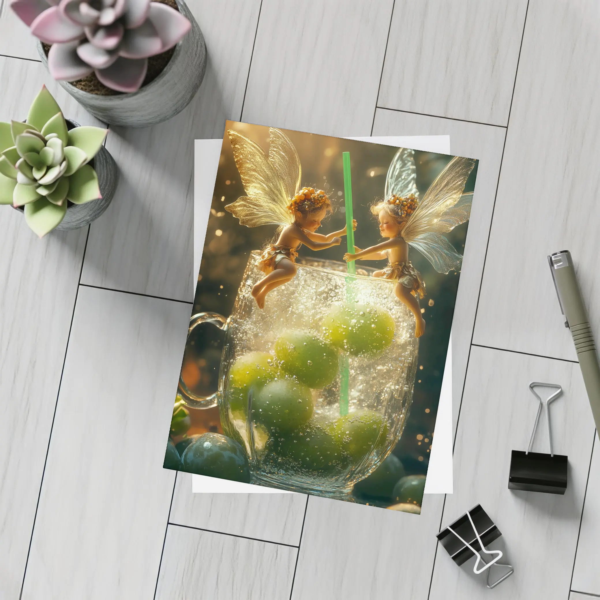 Fairy Fantasy Art Green Limes Glass – Postcards