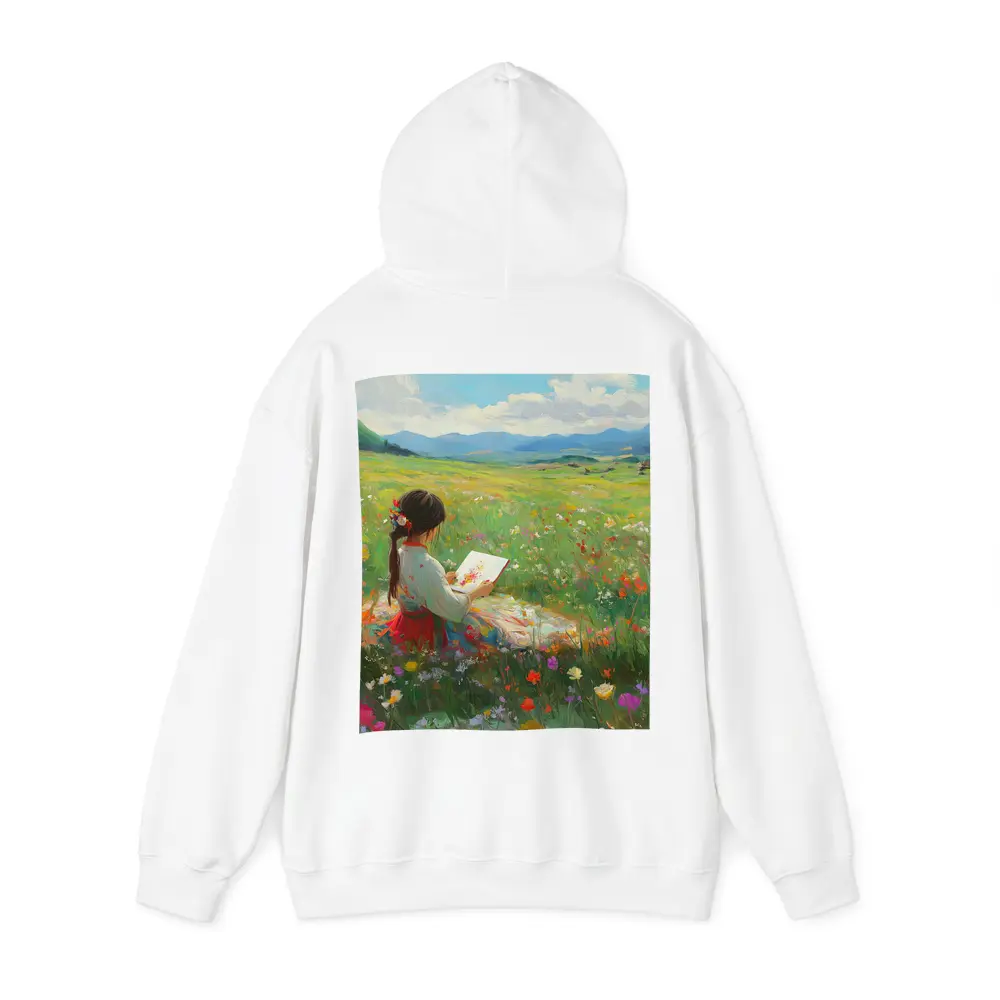 Girl Painting in Colorful Wildflower Meadow – Hoodies