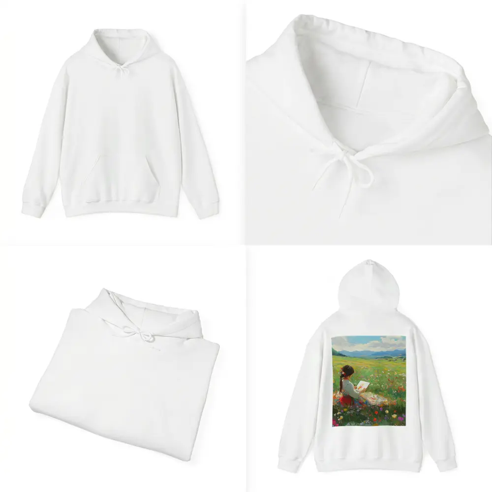 Girl Painting in Colorful Wildflower Meadow – Hoodies