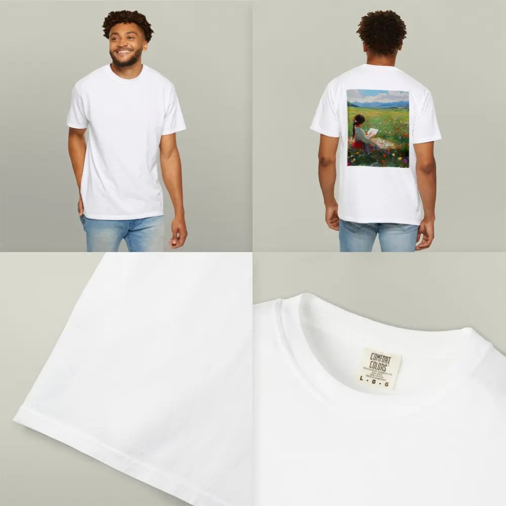 Girl Painting in Colorful Wildflower Meadow – T-Shirts