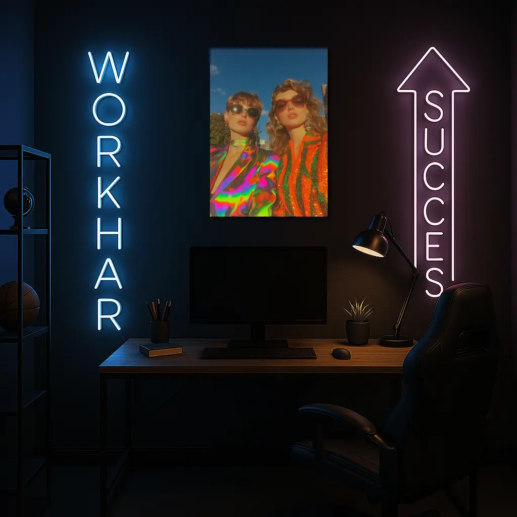 Two Women Retro Fashion Bold Colorful Style – Wall Art