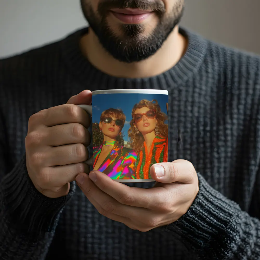 Two Women Retro Fashion Bold Colorful Style – Mugs