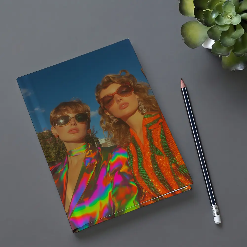 Two Women Retro Fashion Bold Colorful Style – Notebooks