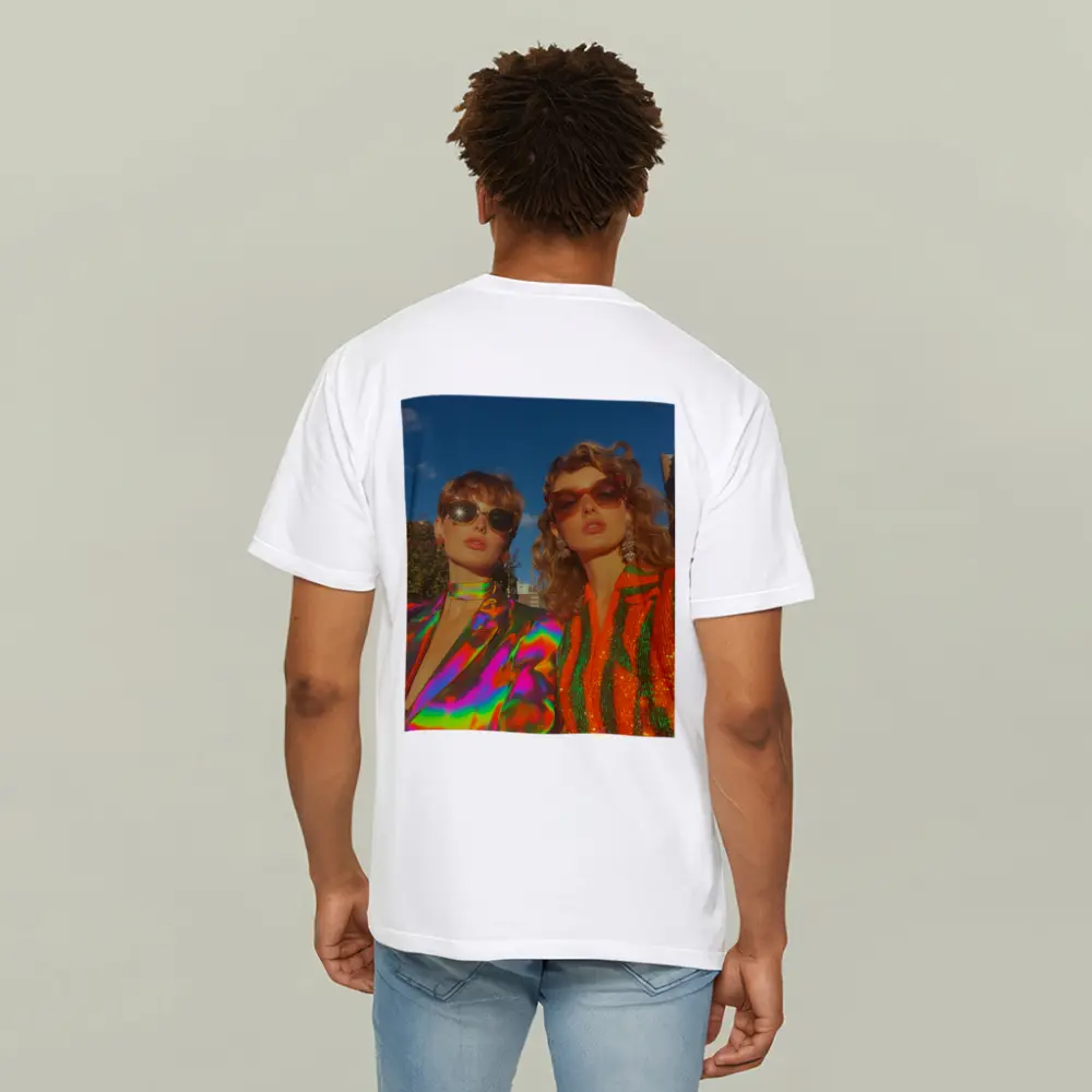 Two Women Retro Fashion Bold Colorful Style – T-Shirts