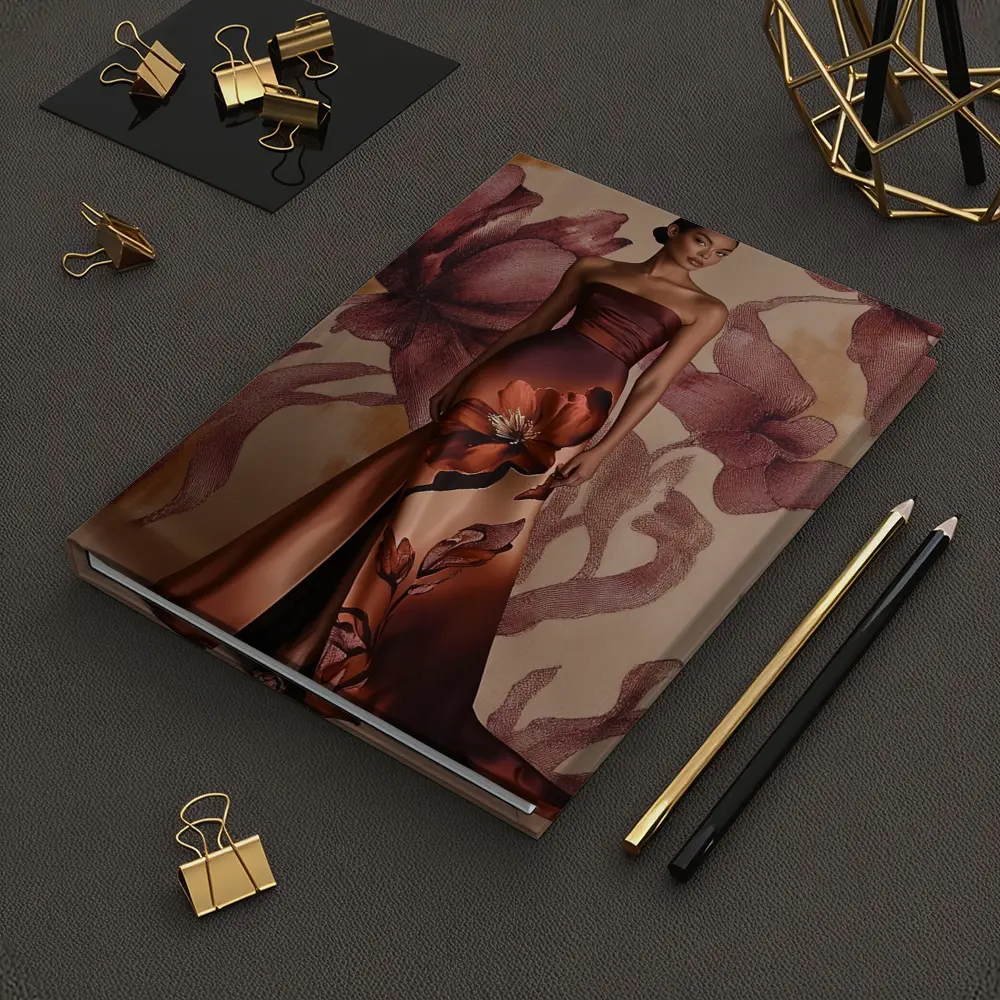 Floral Print Gown Brown Satin Evening Dress – Notebooks